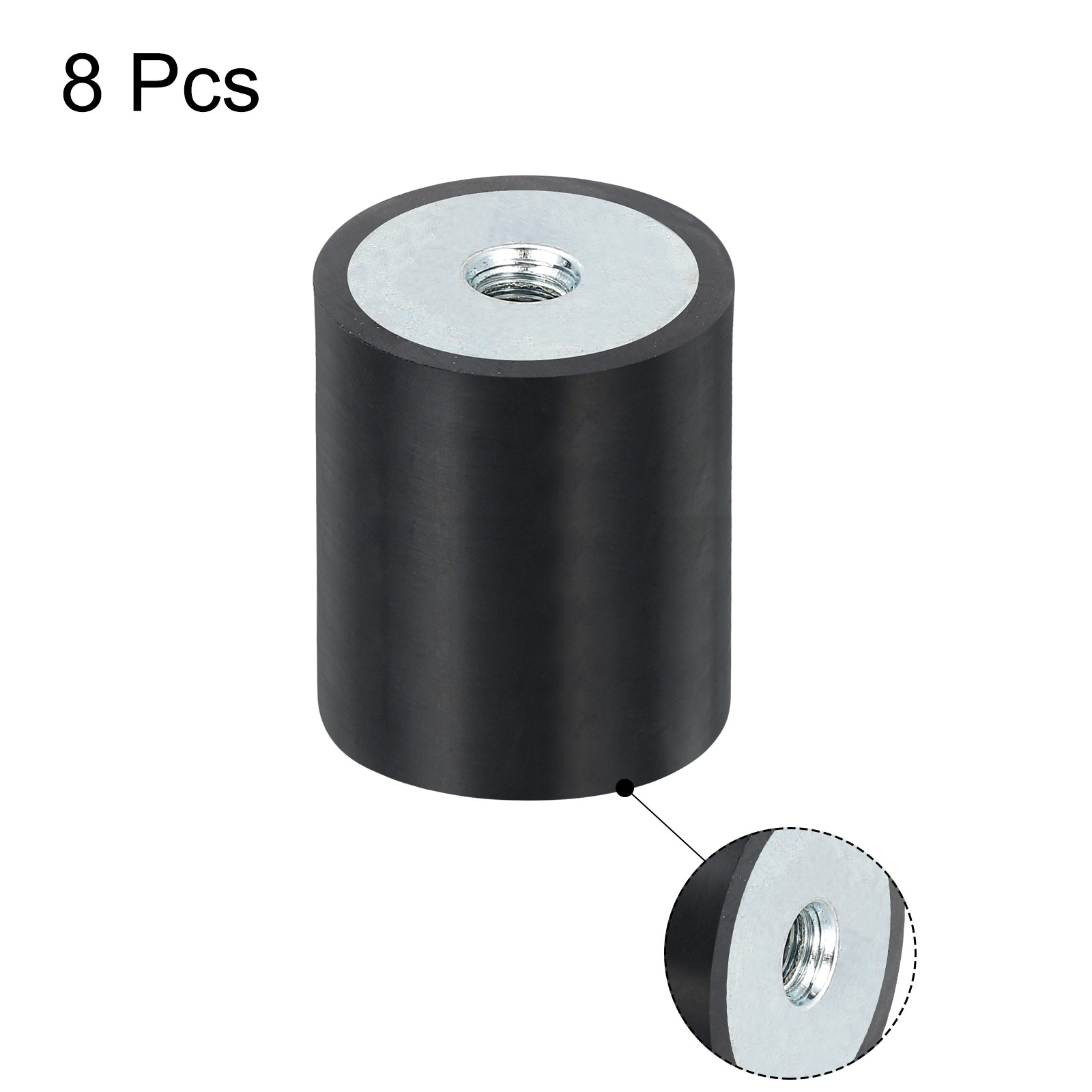 8Pcs 25 x 30mm M6 Thread Female Rubber Mounts, Silent Block Base Block