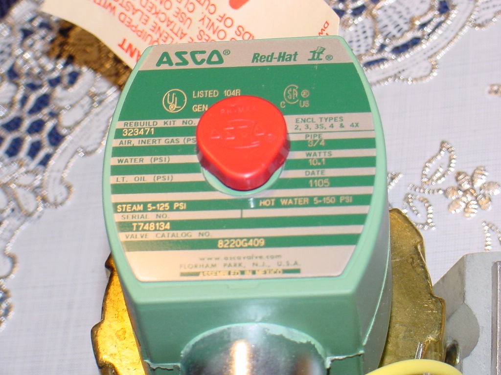 Asco RedHat 8220G409, 2-Way, Normally Closed, Solenoid Valve, Steam / Hot Water