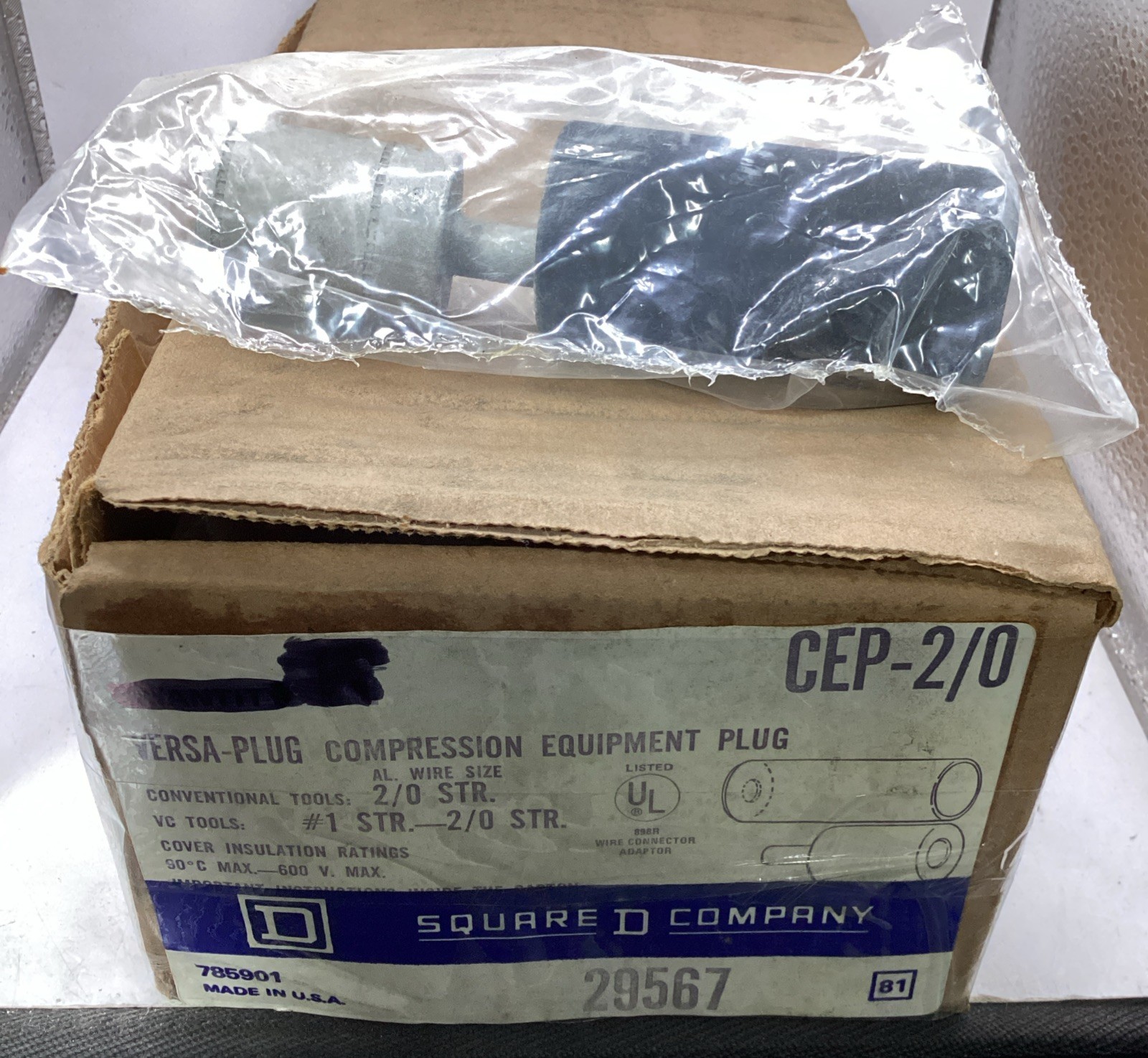 Square D VC Tools VERSA-PLUG Compression Equipment Plug CEP-2/0 NEW