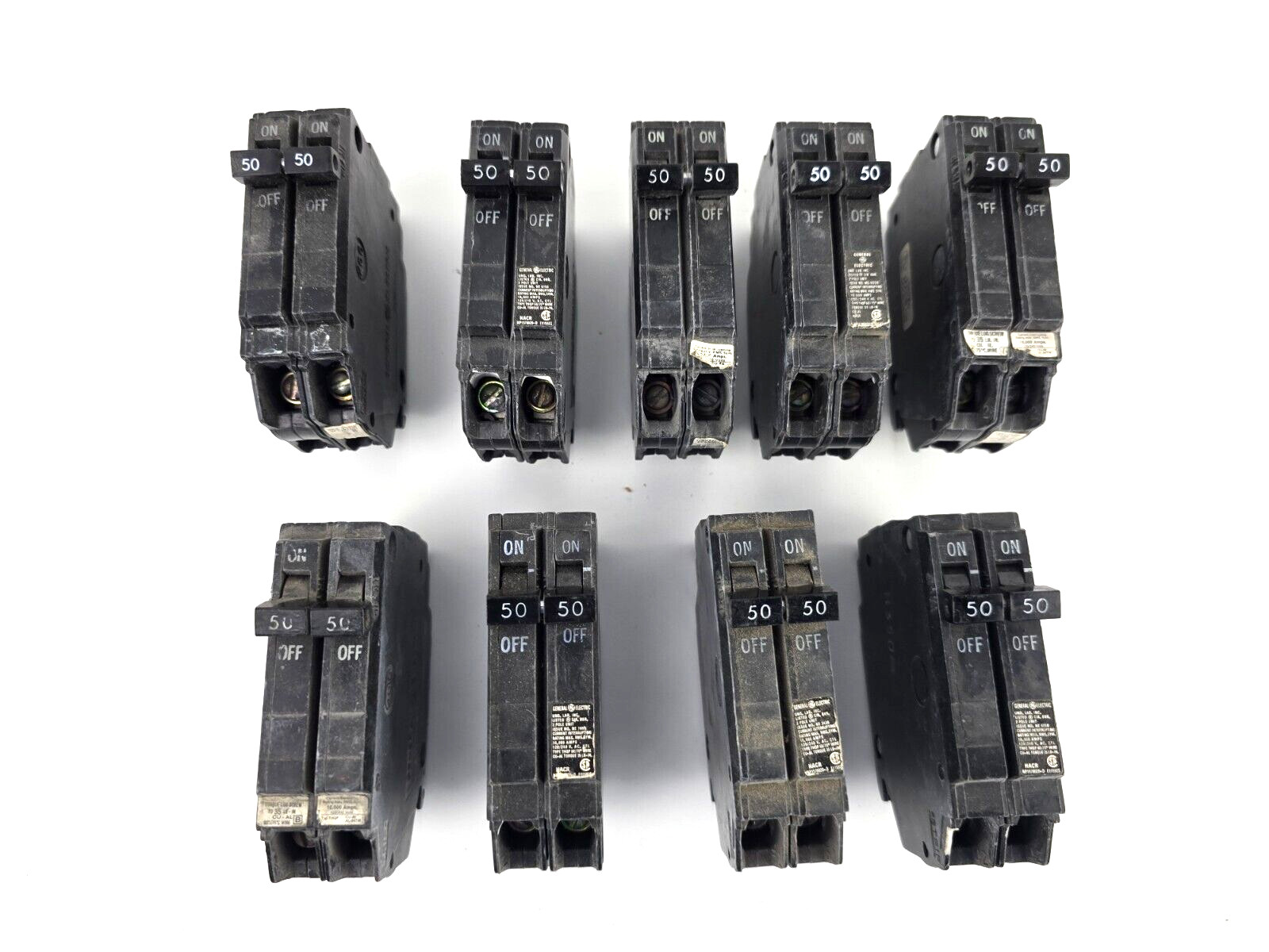 9pcs GE THQP250 2-Pole Thin Q-Line Circuit Breaker 50A 50-Amp Old Style