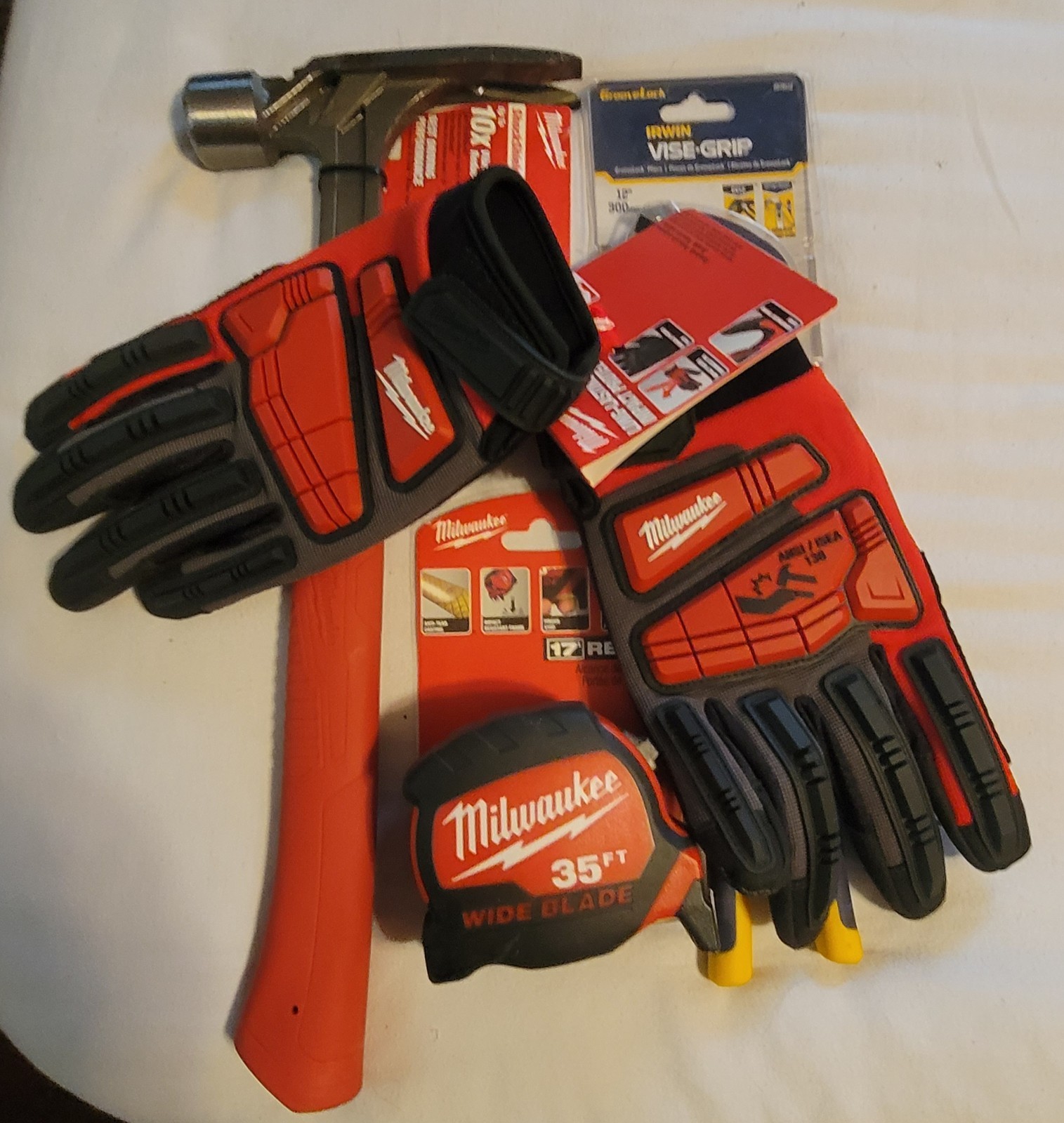 6-pc Klein MODbox Bag 28 Pockets # 62203MB, Hammer, Tape, Prybar, Pliers, Gloves