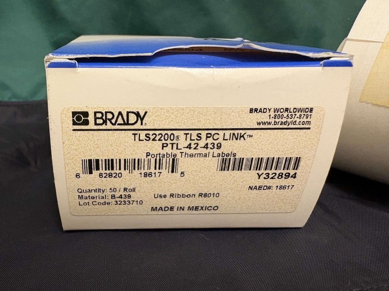 BRADY PTL-42-439 PORTABLE THERMAL LABELS 50ft Roll