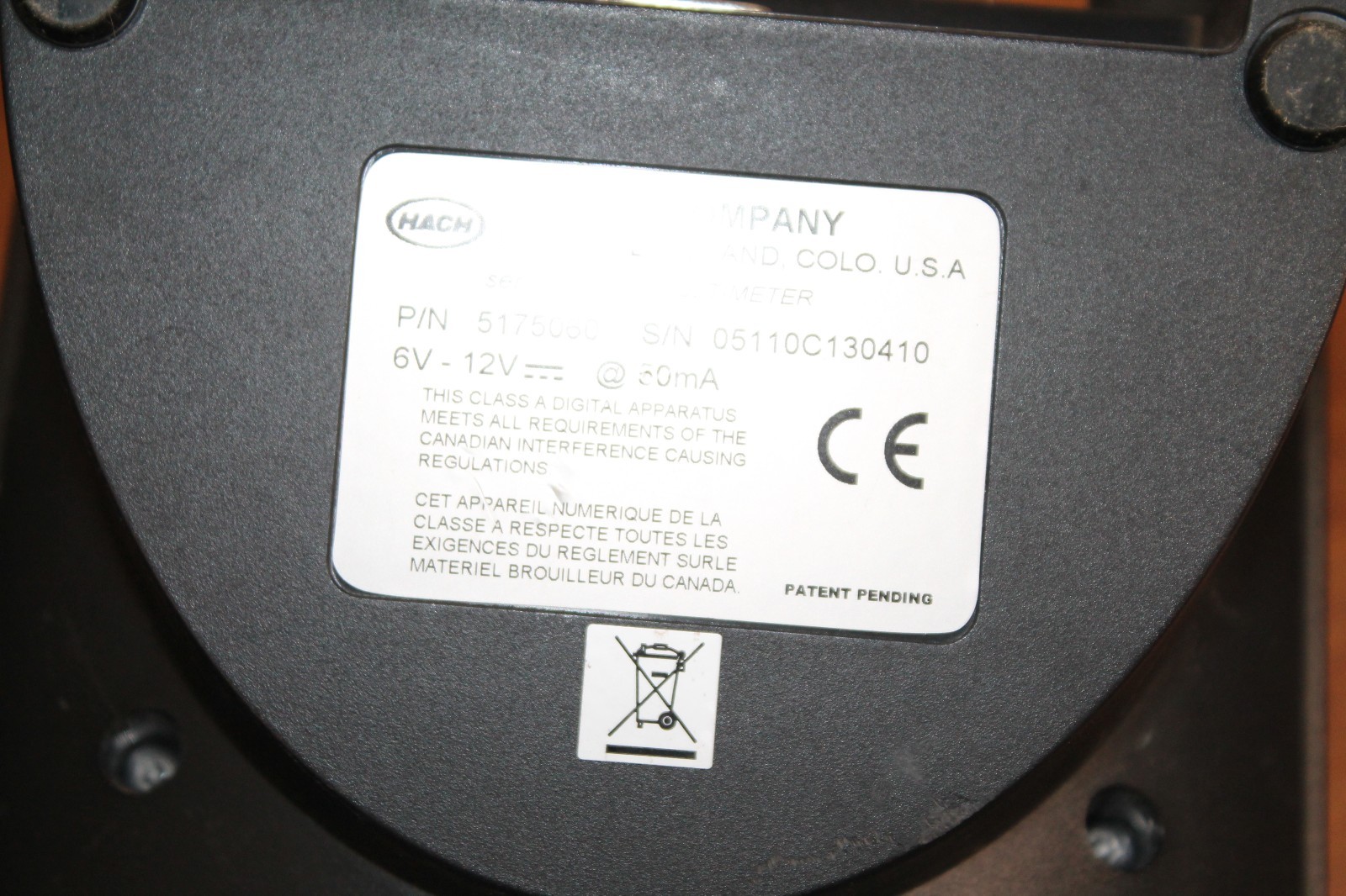 HACH Sension3 51750-60 PH Meter Only No Power Supply Black