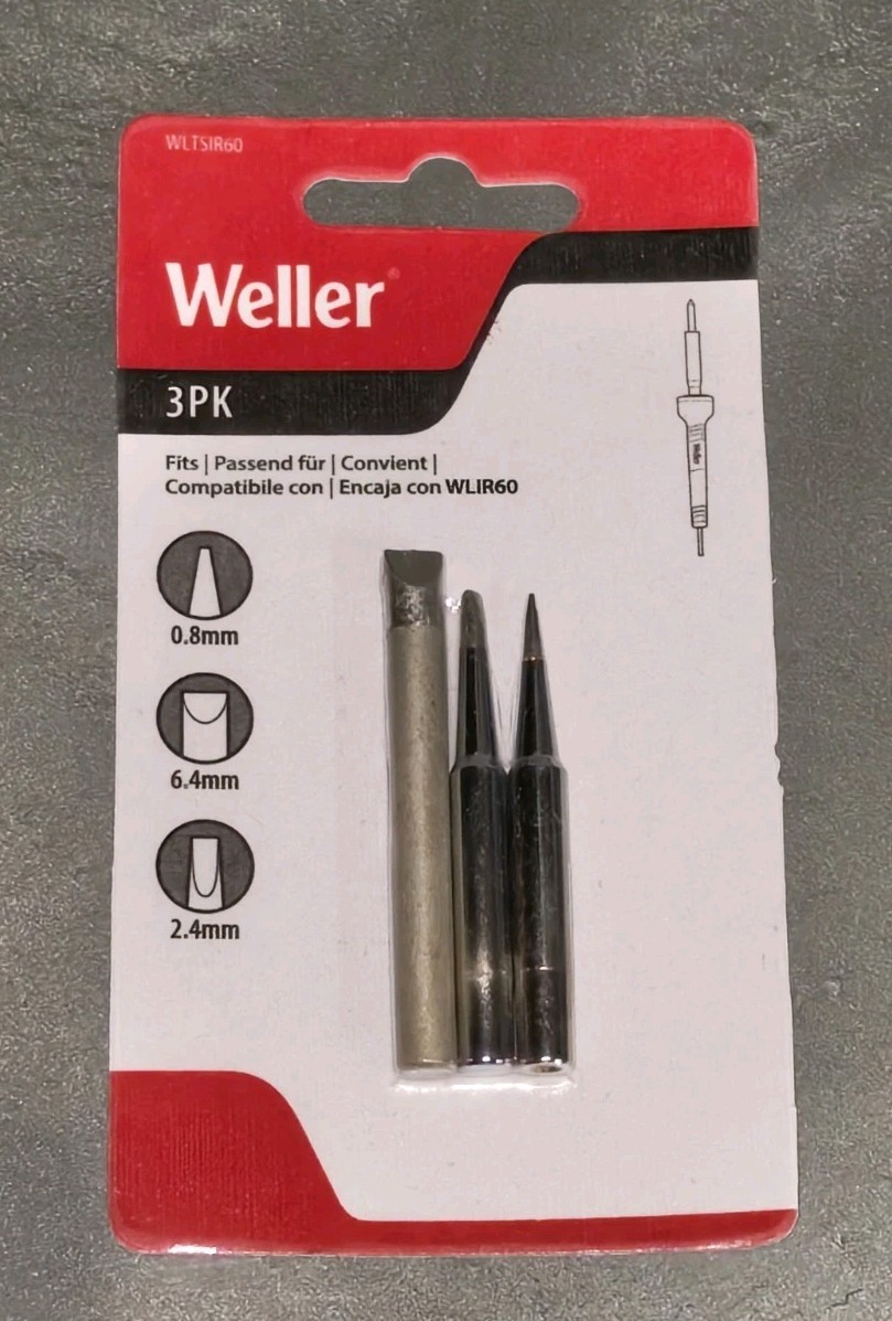 Weller WLTSIR60 Conical Tip/Chisel Tip/Screwdriver Tip Set, 3 pc. New.