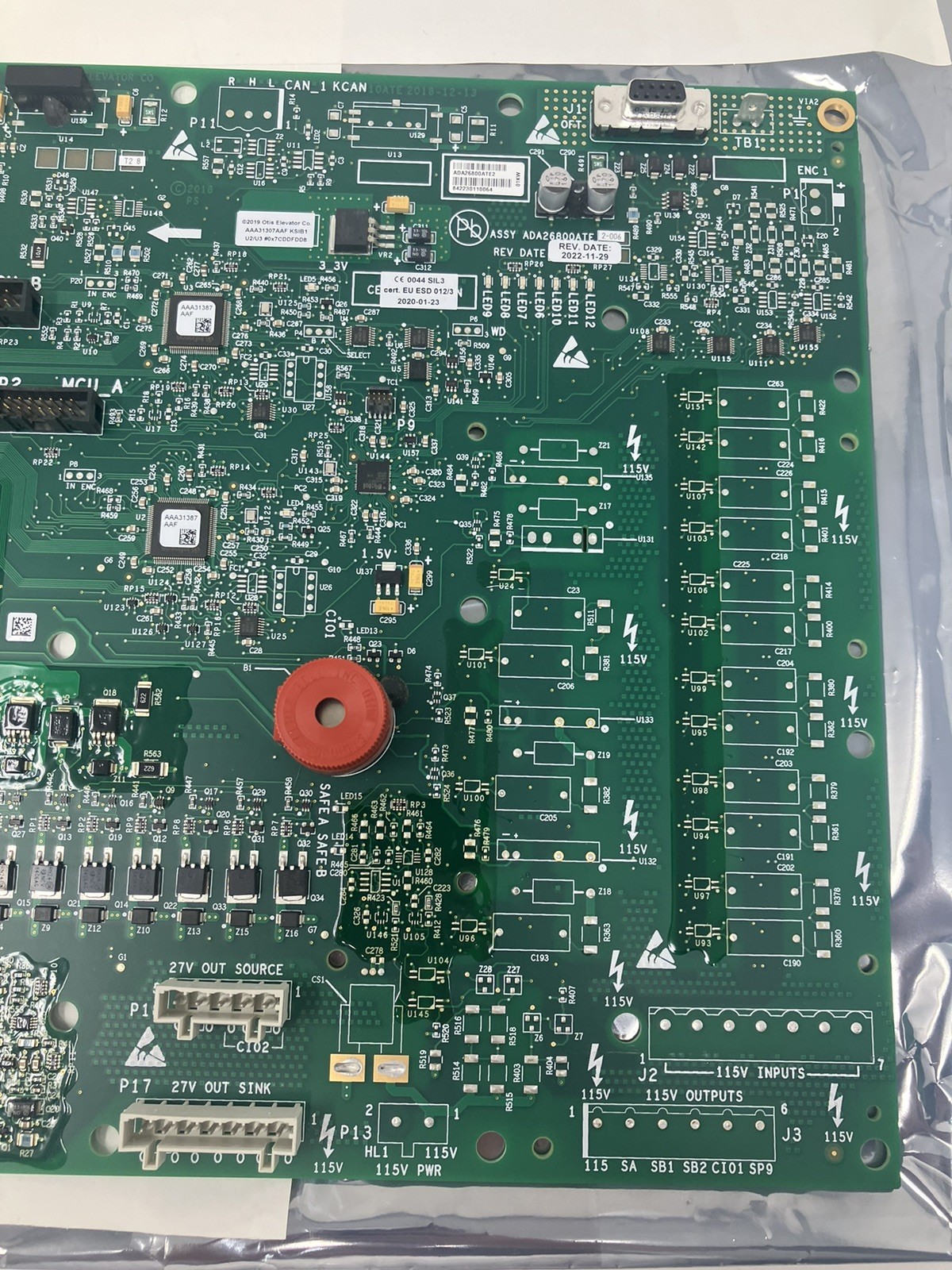 Otis ADA26800ATE2 Elevator E2 Control KSIB KIB1 Car Subsystem Board