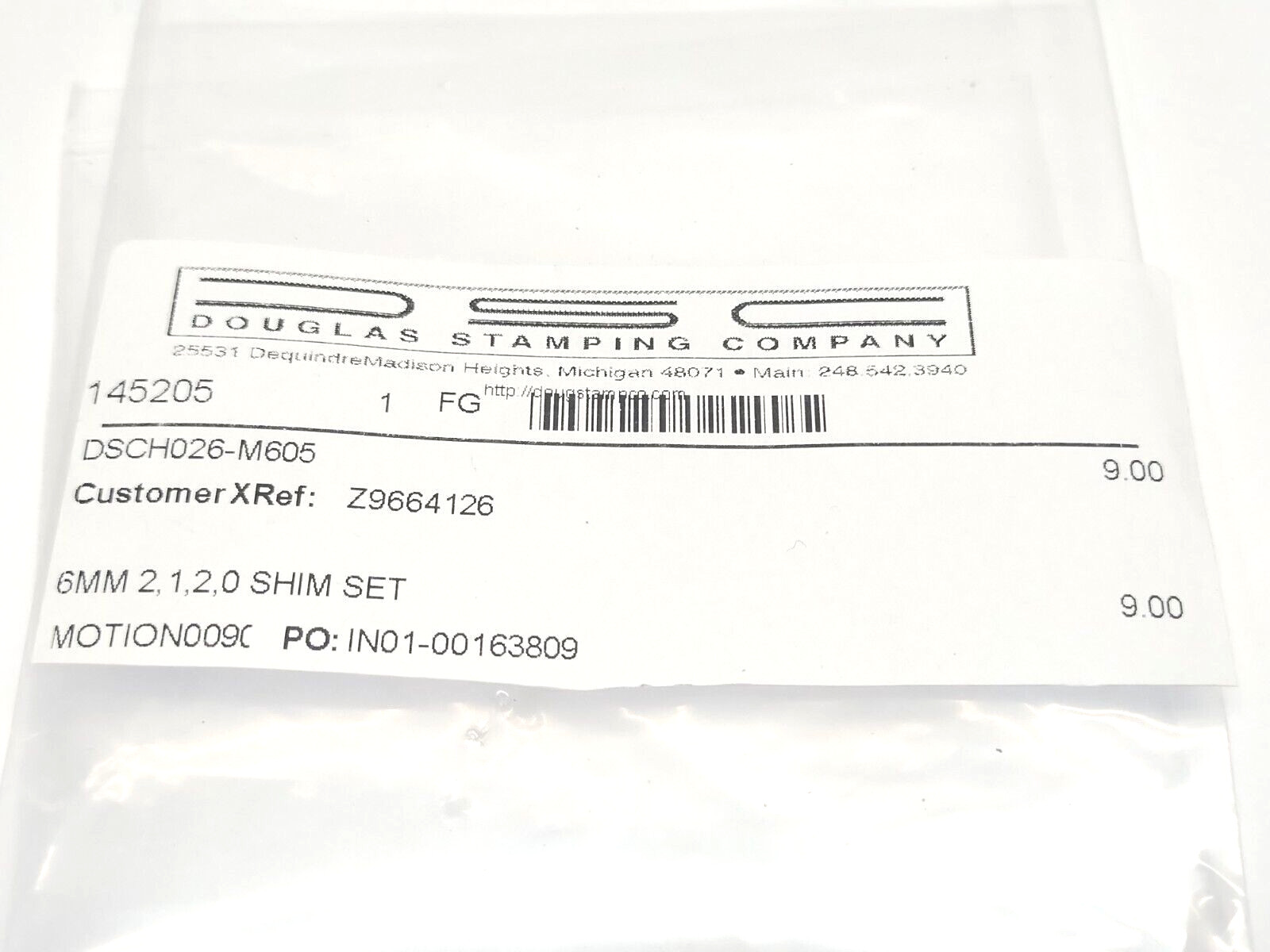Douglas Stamping Company DSCH026-M605 Freer NAAMS Shims Set 6mm 9-PACK