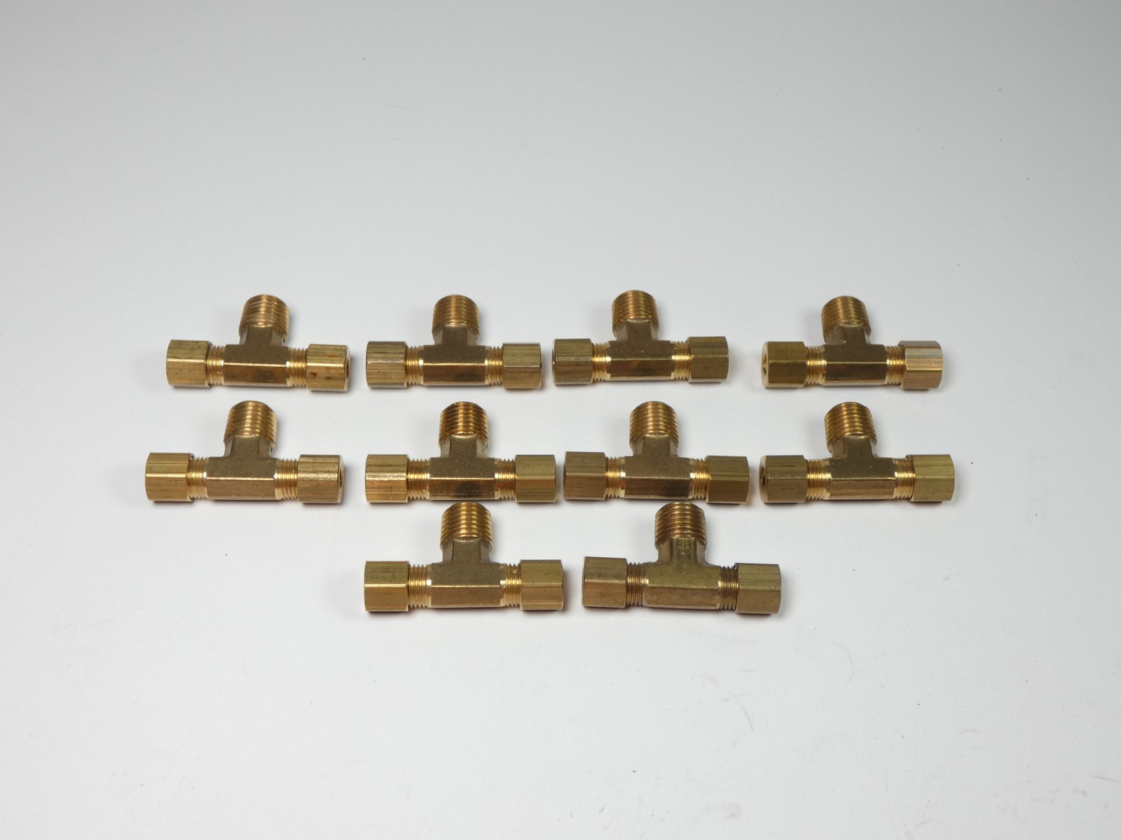 *Lot of 10* Parker 172C-4 Brass Compression Male Union Tee Fitting 1/4″ Tube …