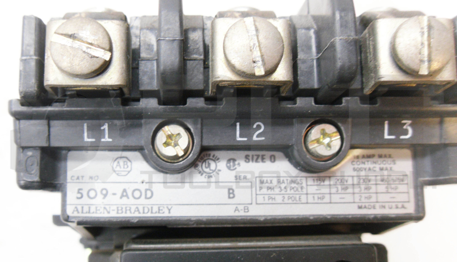 ALLEN BRADLEY 509-AOD /B W/ CB236 W/ 42185-800-01 W/ 595-A /B W/ W36 595-A02 /A