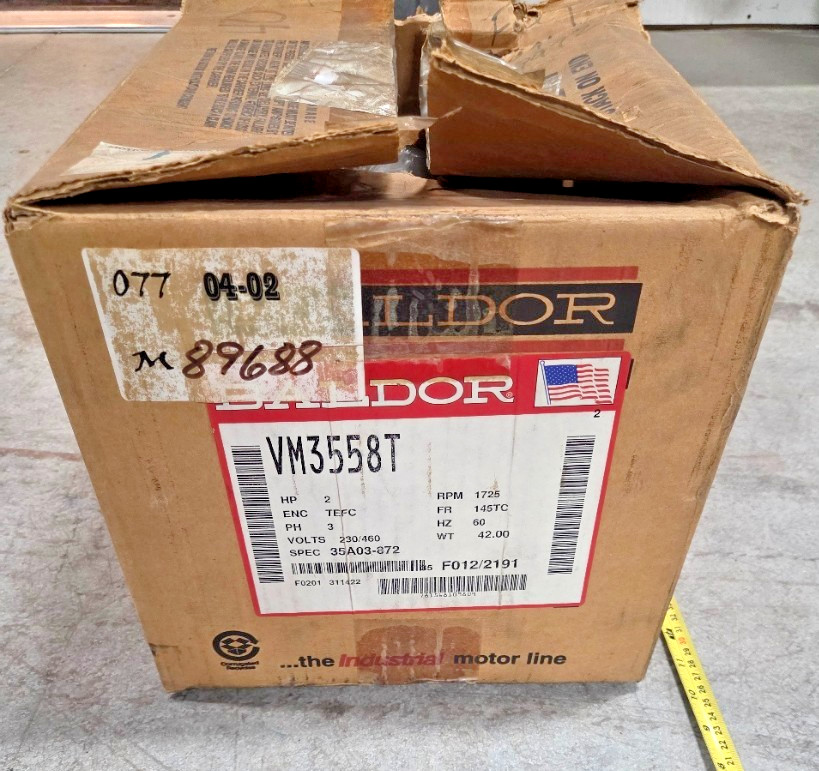 BALDOR RELIANCE VM3558T MOTOR 2HP 1750 RPM 3PHASE 60HZ 3524M TYPE TEFC, 0180J