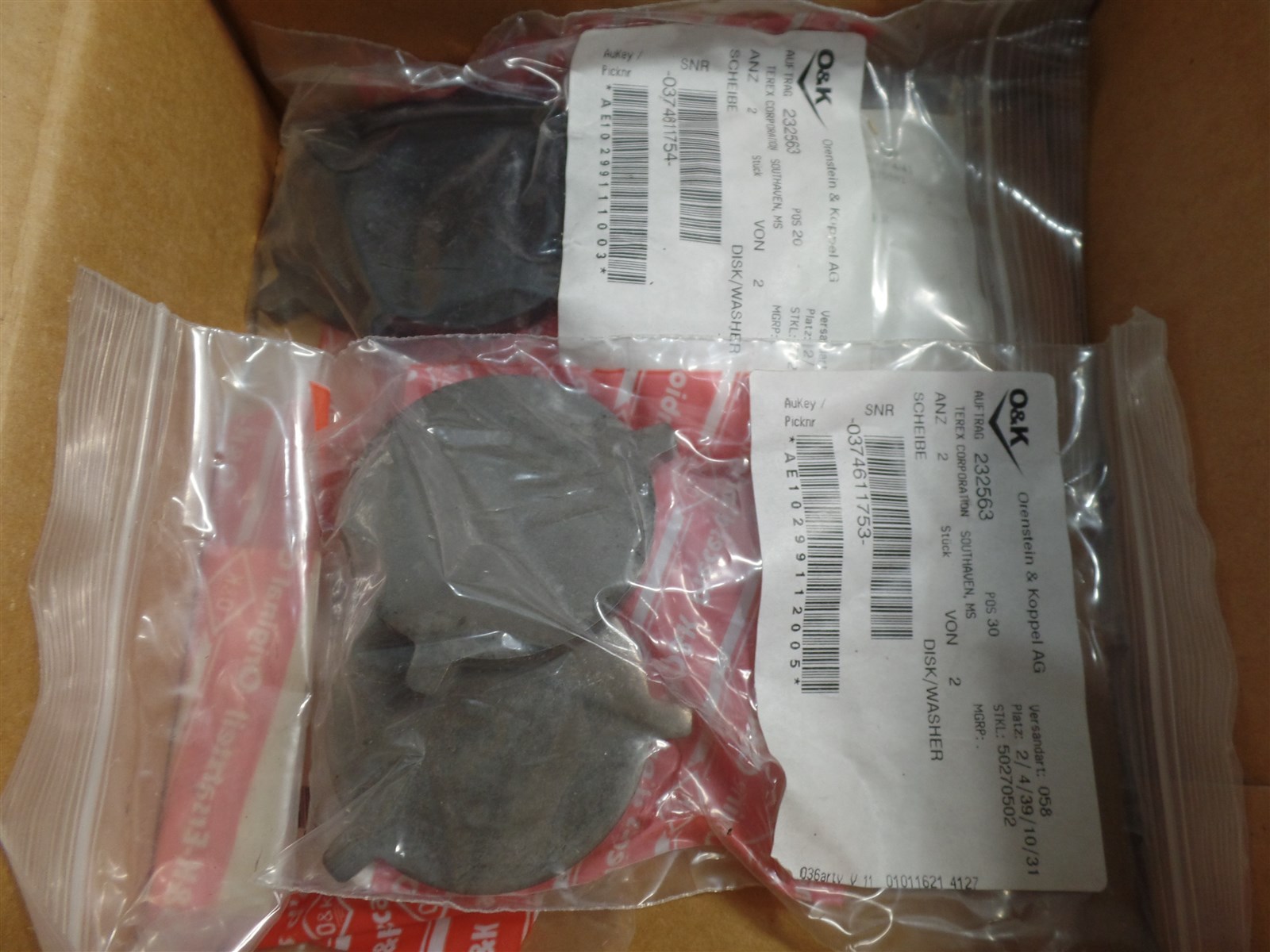 GENUINE TROJAN O&K PARTS 10-461183300 WASHER KIT, TEREX 10461183300, NIB, N.O.S
