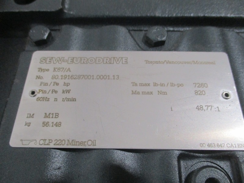 SEW-EURODRIVE K67R37DRE80M4BE1HF/TF 240/480V 2.75/1.35A NSMP