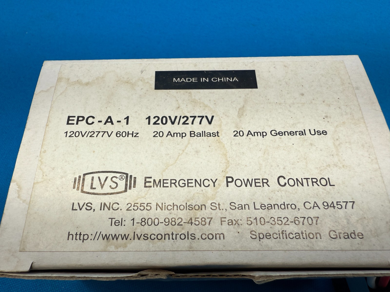 Hubbell UL924BRUNV 20Amp 120/277V Emergency Lighting Control Relay EPC-A-1