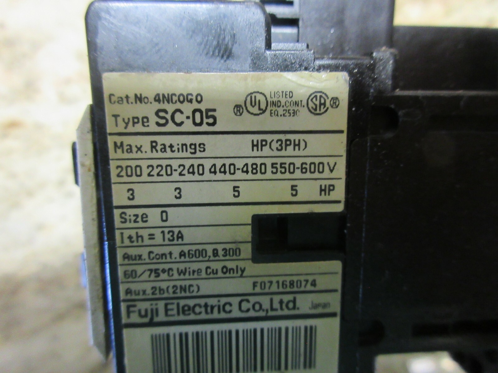 FUJI ELECTRIC CONTACTOR SC-05 [13] TR-ON/3 98-97 ROFIN SINAR BAASEL LASER