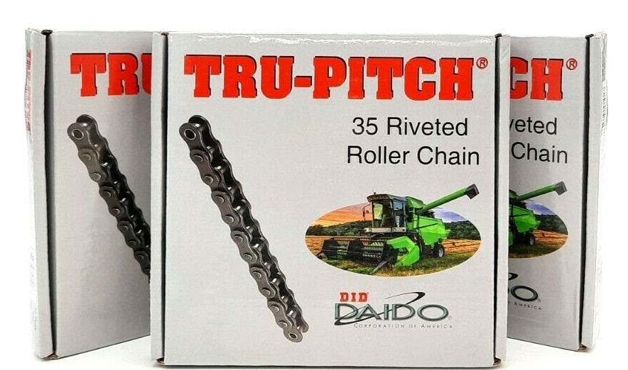 3x Tru-Pitch 35 riveted Roller Chain 10 ft Ea. 320 Pitches Ea. Daido Corp.
