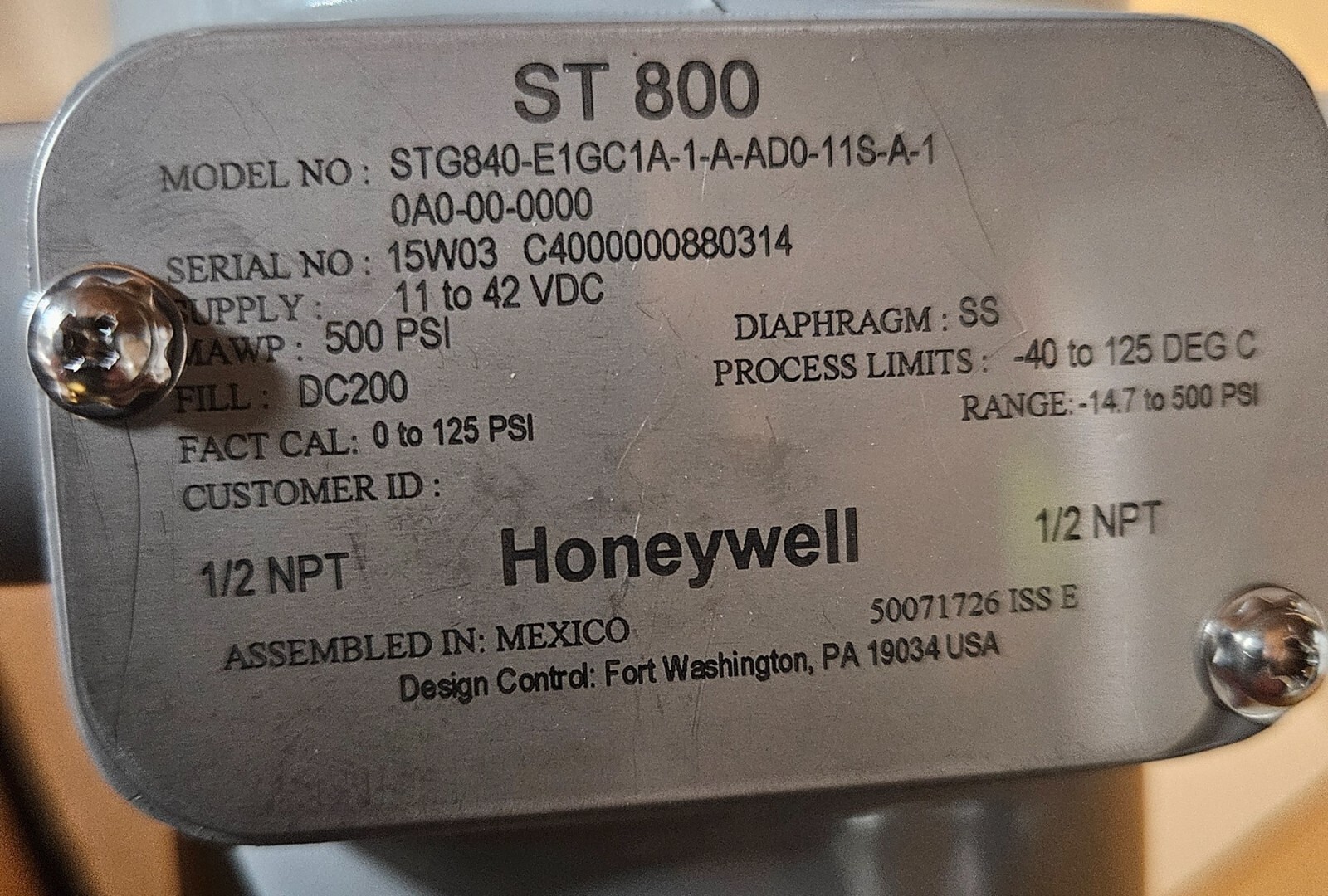 Honeywell STG840 Pressure Transmitter – NEW