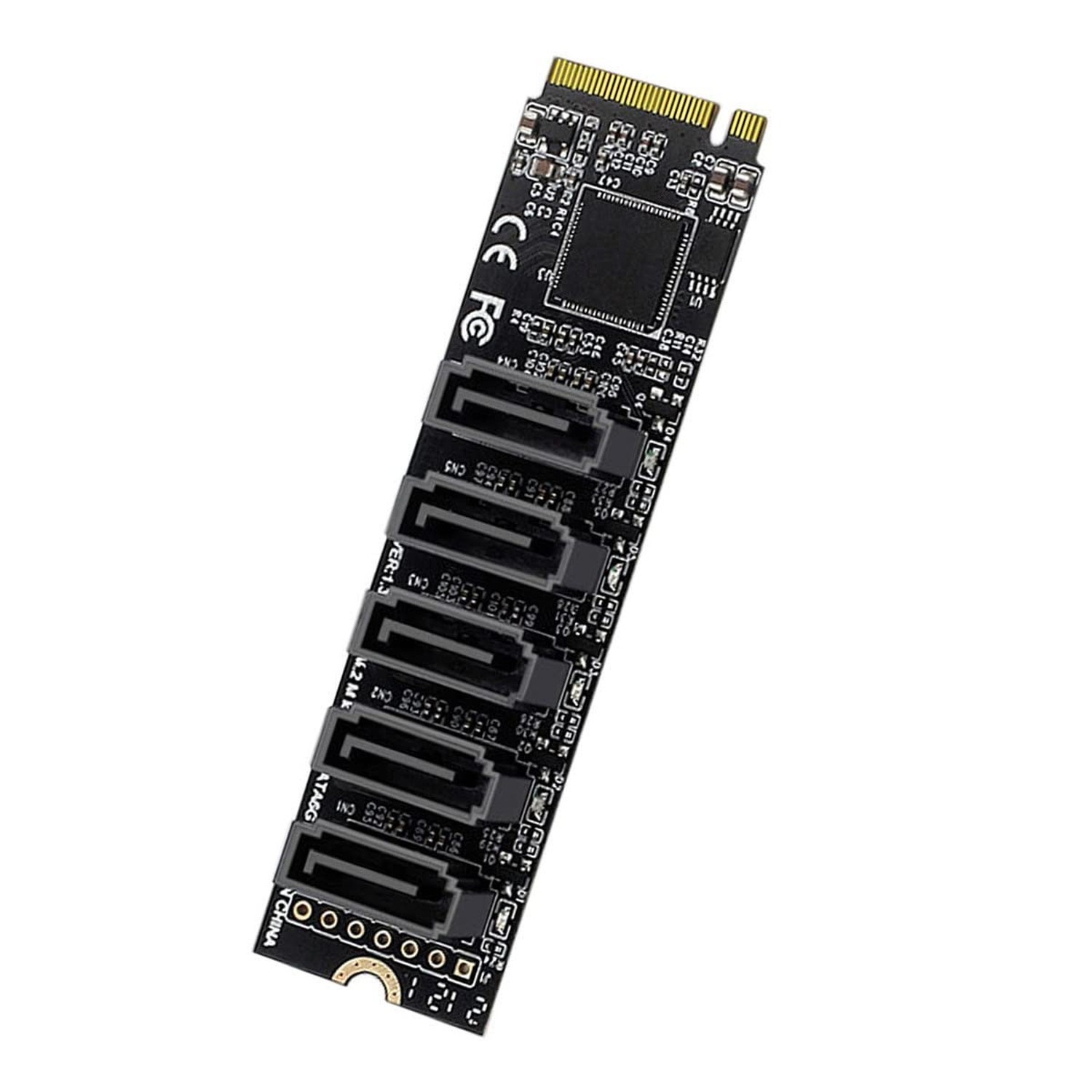 NGFF NVME M-Key PCI Express to SATA 3.0 6Gbps 5 Ports Adapter Converter Hard …
