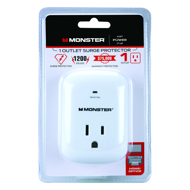 Monster Just Power It Up 1200 J 0 ft. L 1 outlets Surge Protector Wall Tap