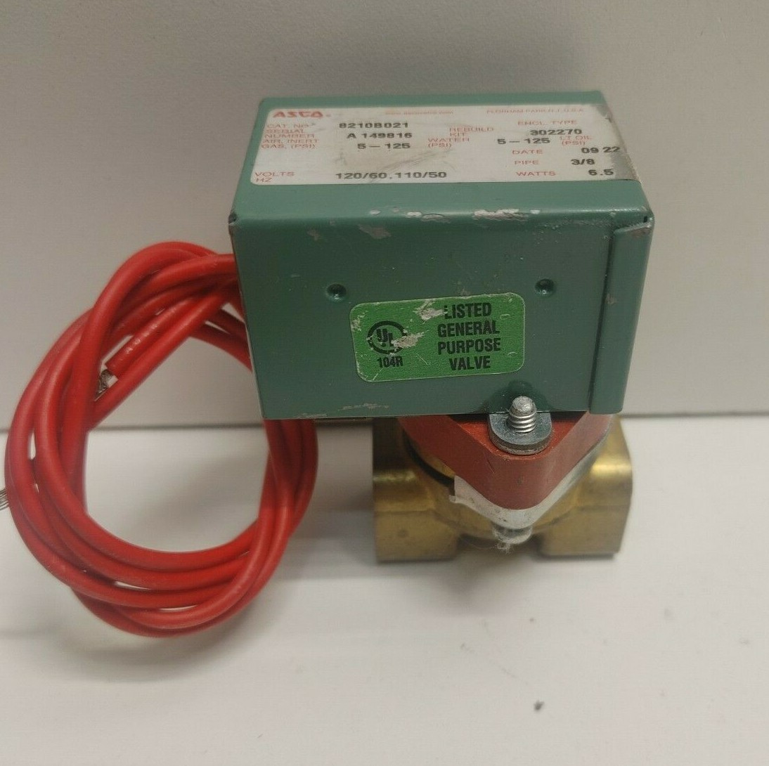 GUARANTEED! ASCO RED-HAT 5-125PSI 3/8″ 6.5WATTS 110/120V SOLENOID VALVE 8210B021