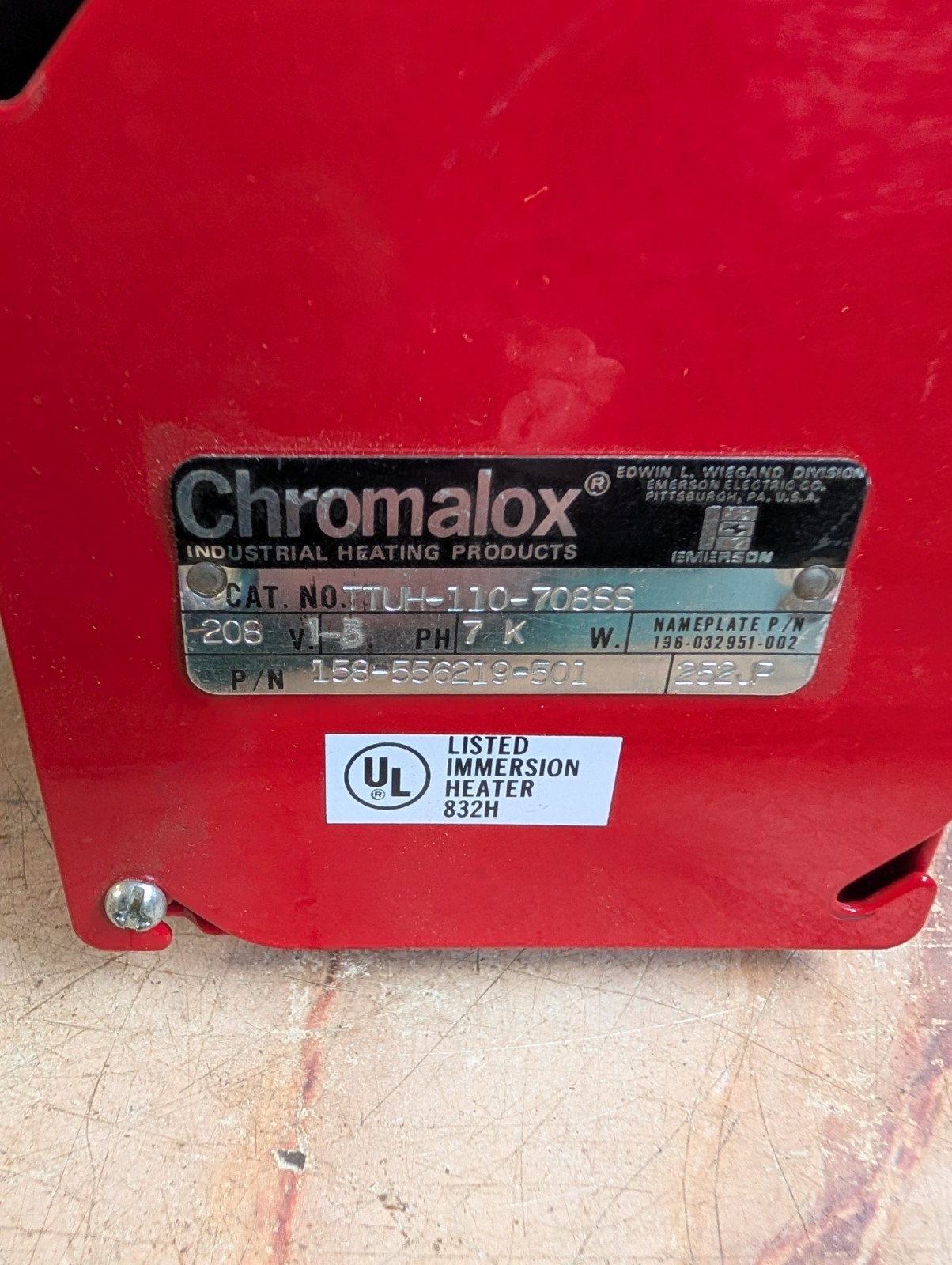 CHROMALOX TUH-110-708SS 7KW 208V 3PH IMMERSION HEATER INDUSTRIAL HEATING ELEMENT