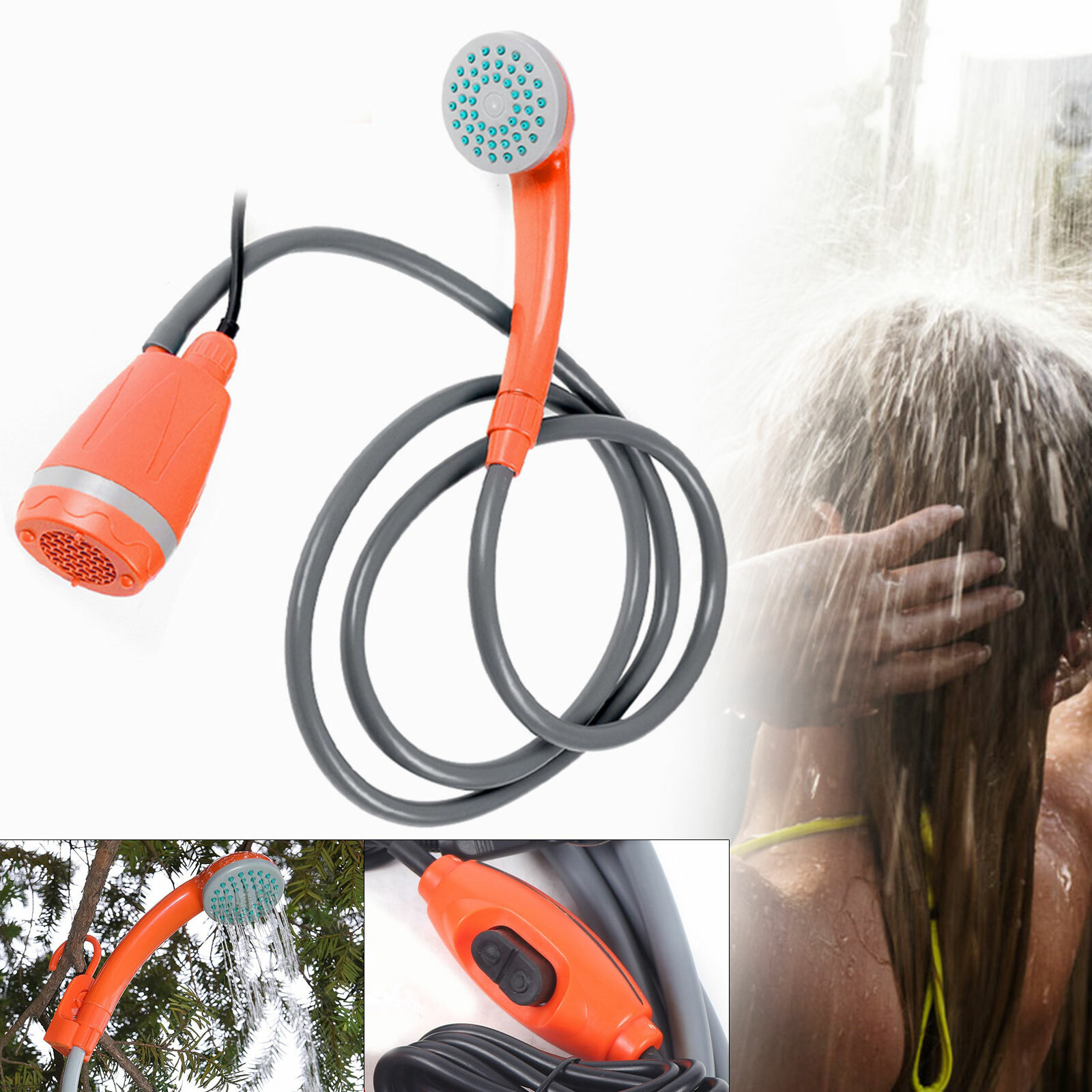 Outdoor Portable Shower Head Camping Water Pump Travel Hiking