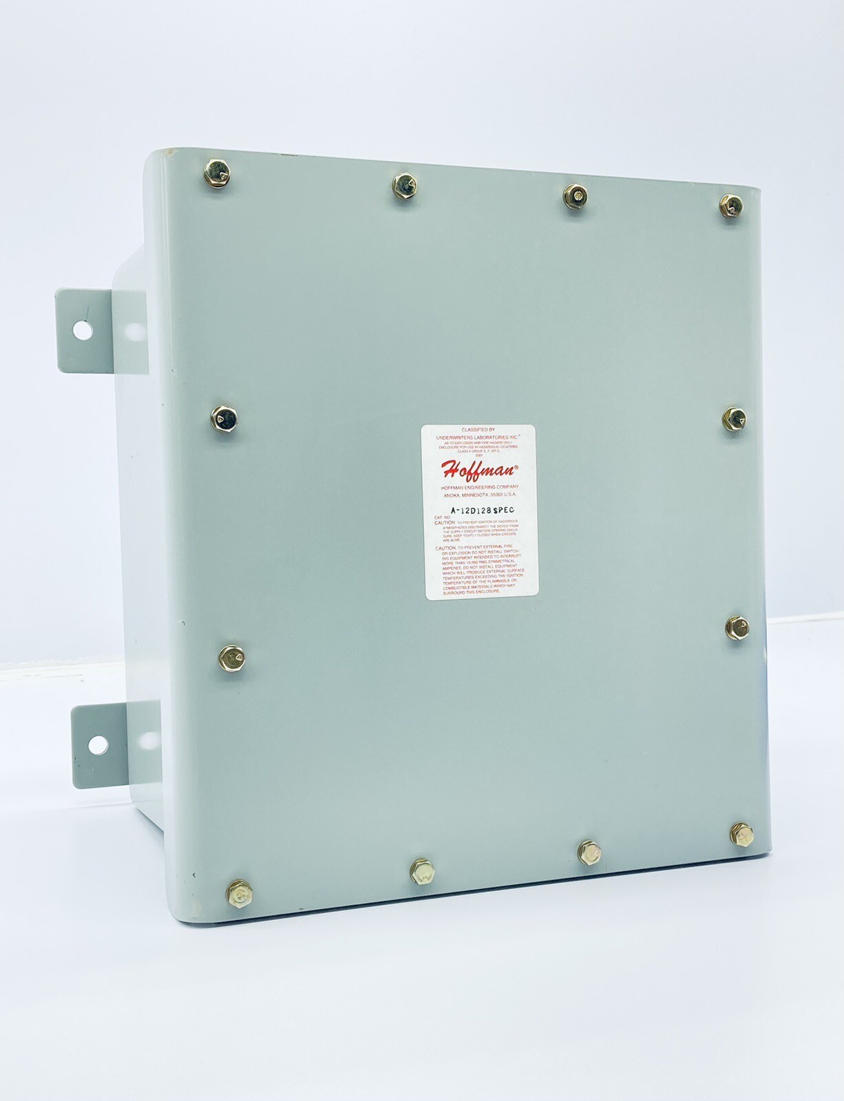 UNUSED HOFFMAN A12D128 ENCLOSURE NEMA TYPE 9 FOR HAZ. LOC. 12x12x8″ GRAY STEEL