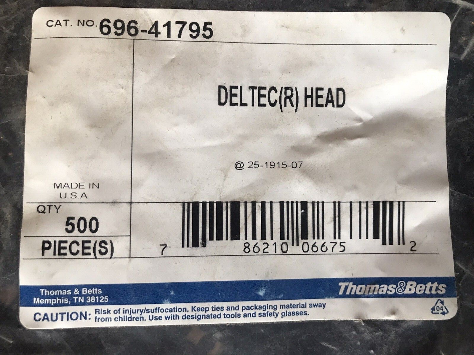 NEW 👀 Lot of 500 pcs Deltec Locking Head Cable Ties Thomas & Betts # 696-41795