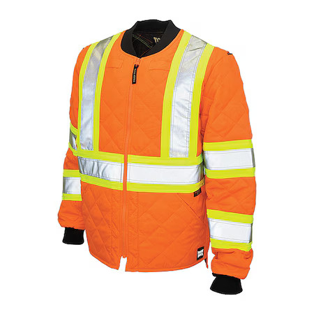 Tough Duck S43211 Hi-Vis Quilted Safety Jacket, 100% Polyester, Fluorescent