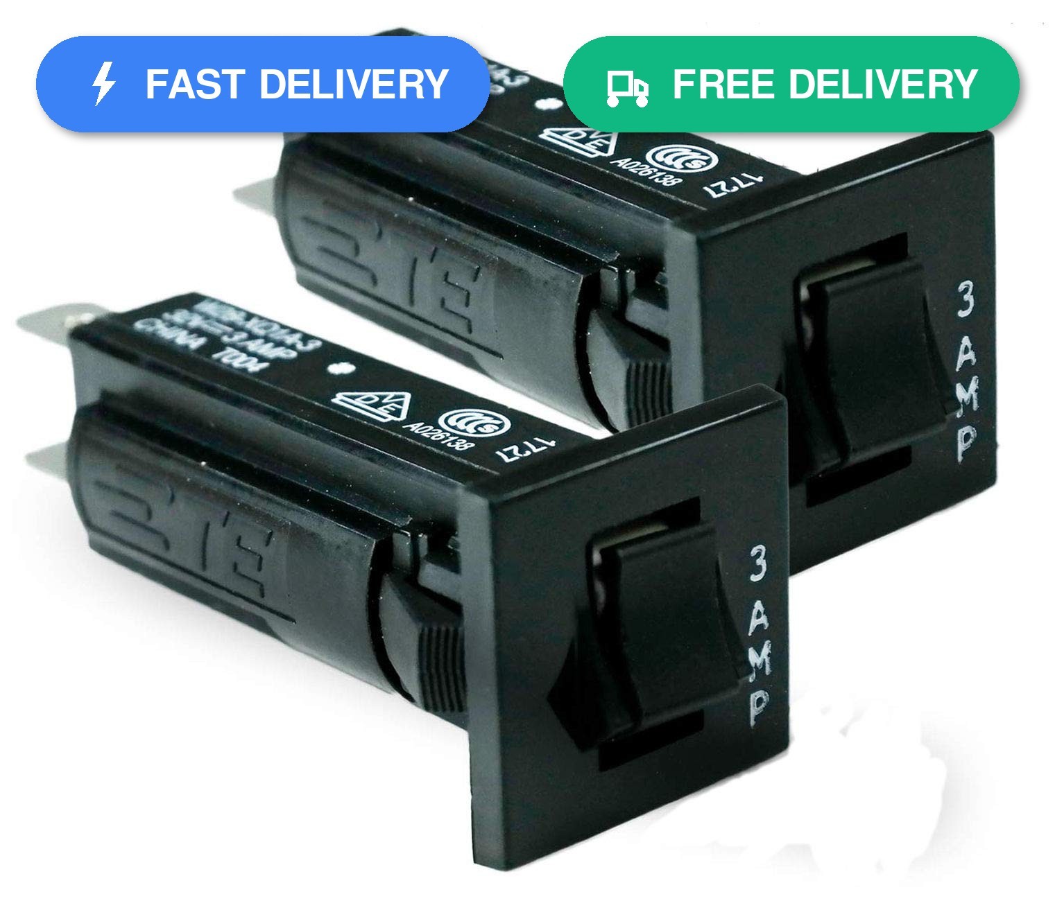 TE Connectivity W28-XQ1A-3 32V 3AMP 250V ~ 50/60Hz Circuit Breaker Pack of 2