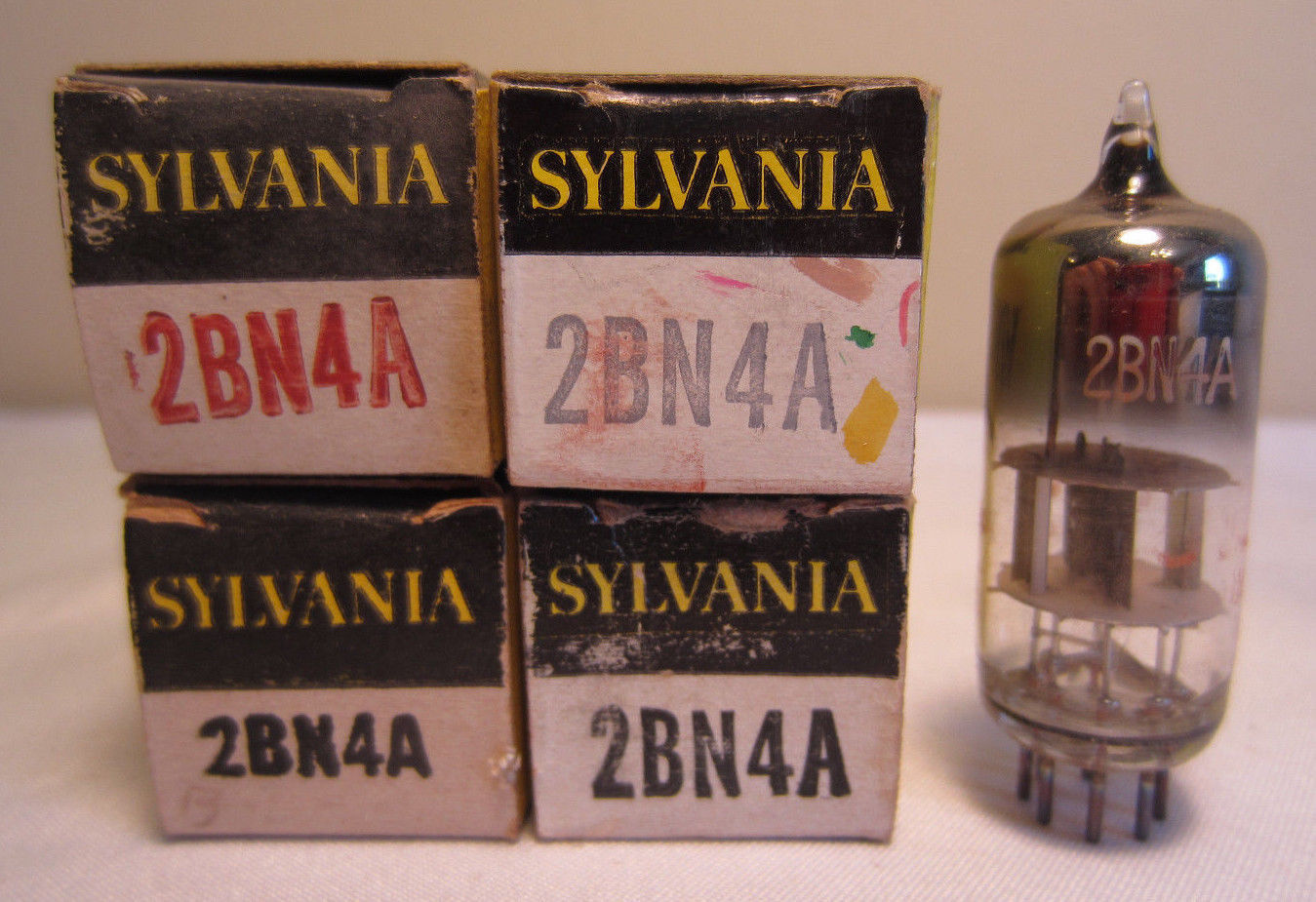 Lot Of 4 Sylvania 2BN4A Electronic Tubes In Boxes