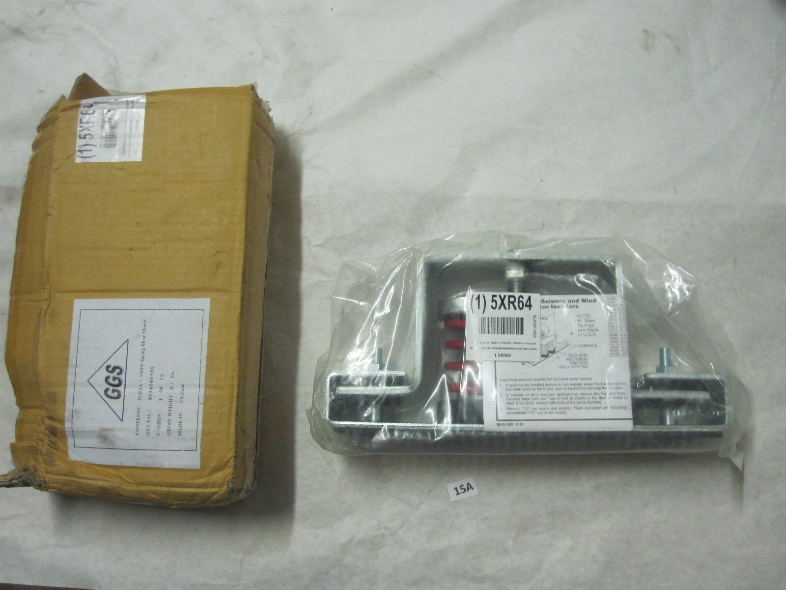 Floor Mount Seismic and Wind Vibration Isolator 4A2-012 / 5XR64 : 765 to 1020 lb