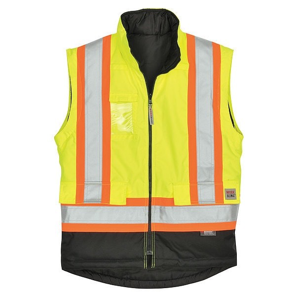 Tough Duck S42611 Men’s Hi-Vis 5-In-1 Safety Jacket, 300D Poly Oxford With Pu