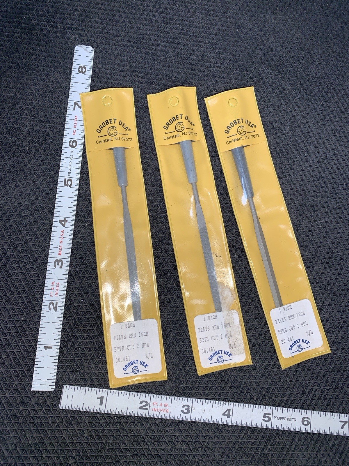 Grobet 30.461 LOT (3pc) new Barrette cut #2 Files with Plastic Handles