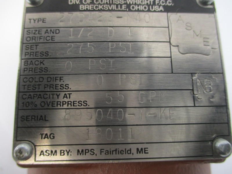FARRIS ENGINEERING 27DA23-M40 275PSI 1/2″ NSNP