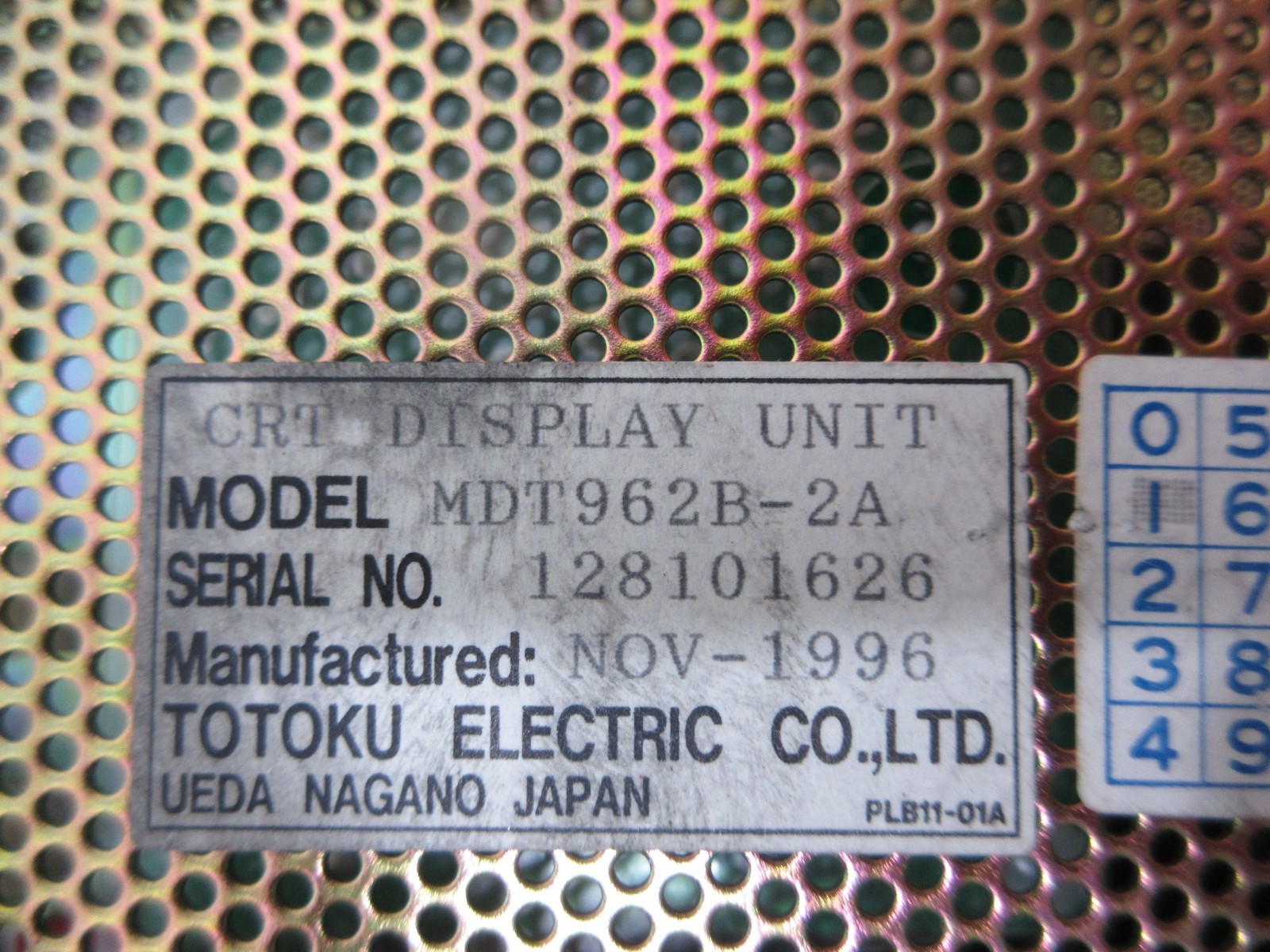 TOTOKU CRT DISPLAY MONITOR MDT962B-2A