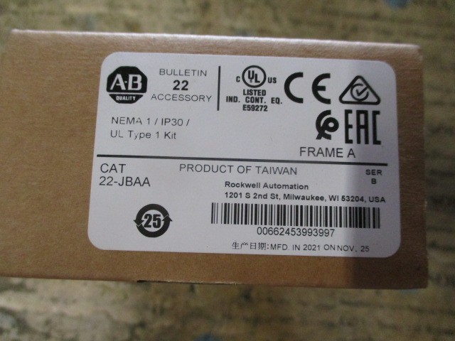 Allen-Bradley 22-JBAA PowerFlex 4/40 NEMA 1 IP30 UL Type 1 Kit Frame A *NEW*