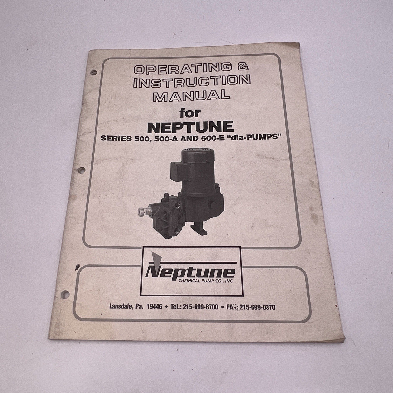 MANUAL ONLY Neptune Pump Model# 500 500A 500E Operating Instruction Día-Pump