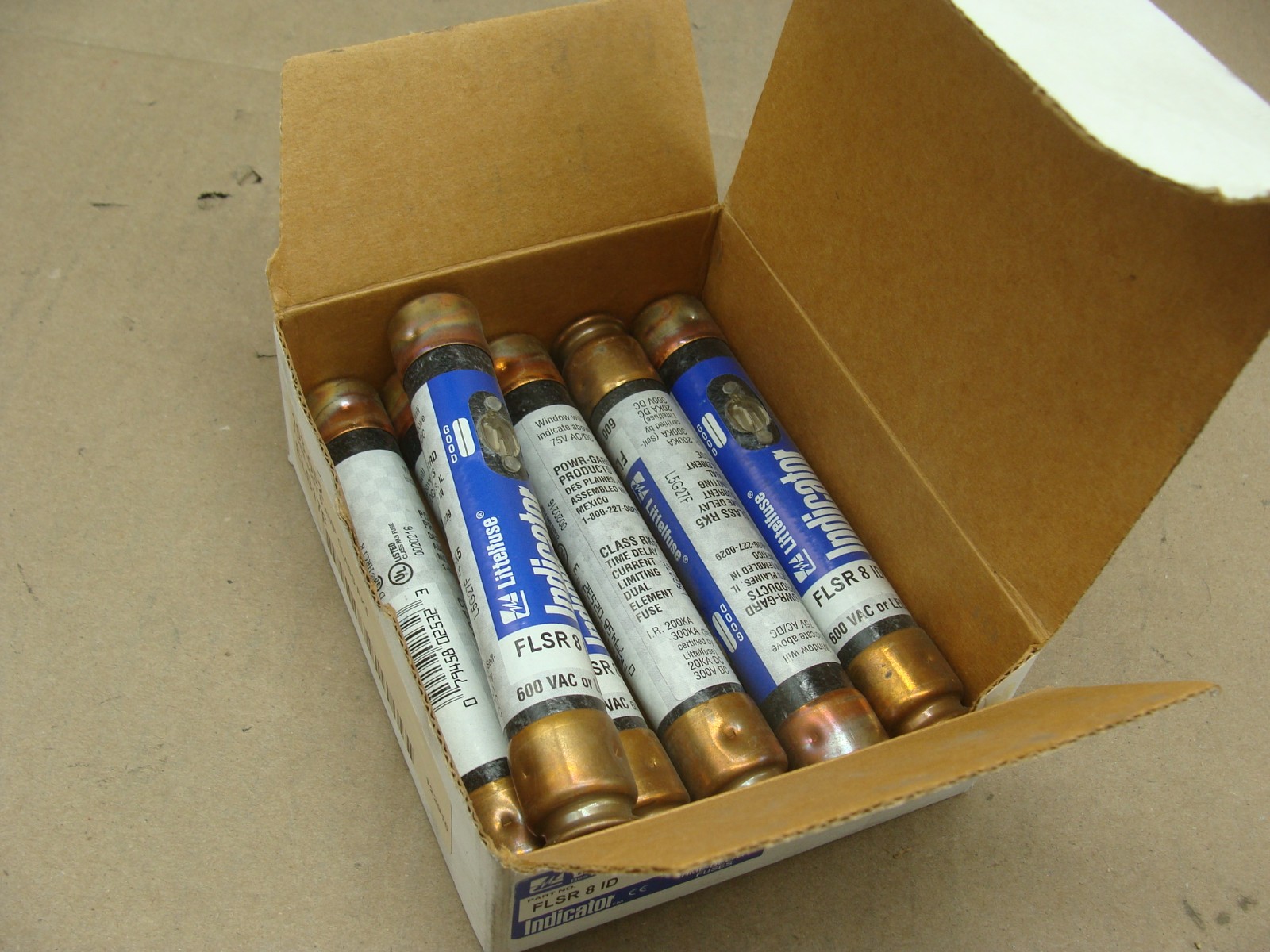 LOT OF 6 LITTELFUSE FLSR 8 ID FUSES 600V 8A CLASS RK5 INDICATOR TIME DELAY