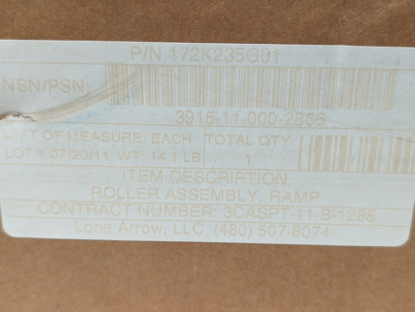 NEW Lone Arrow 172K235G01 Ramp Roller Assembly – Free Shipping