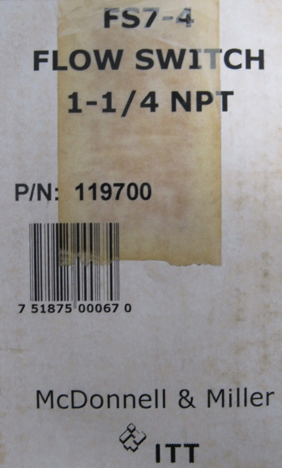 NEW MCDONNELL & MILLER FS7-4 FLOW SWITCH FS74 1-1/4″