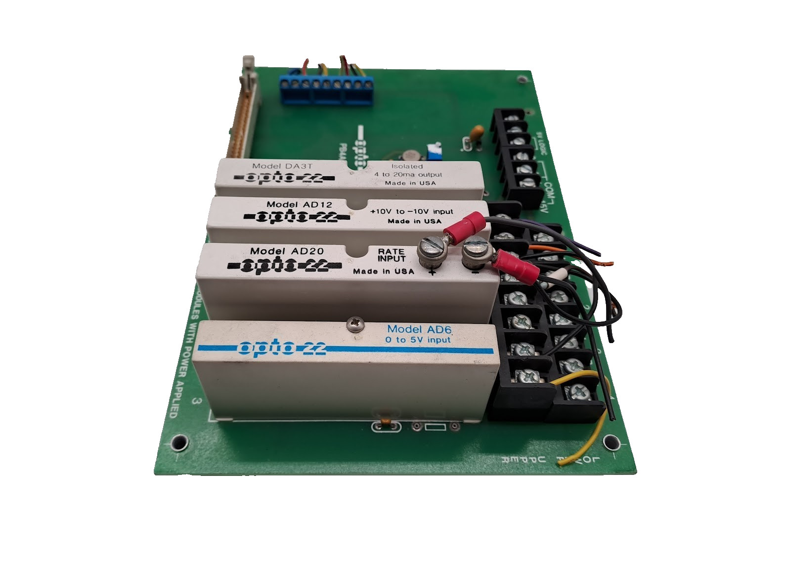 Opto22 PB4AH Circuit Board W/Optp22 DA3T/AD12/AD20/AD6
