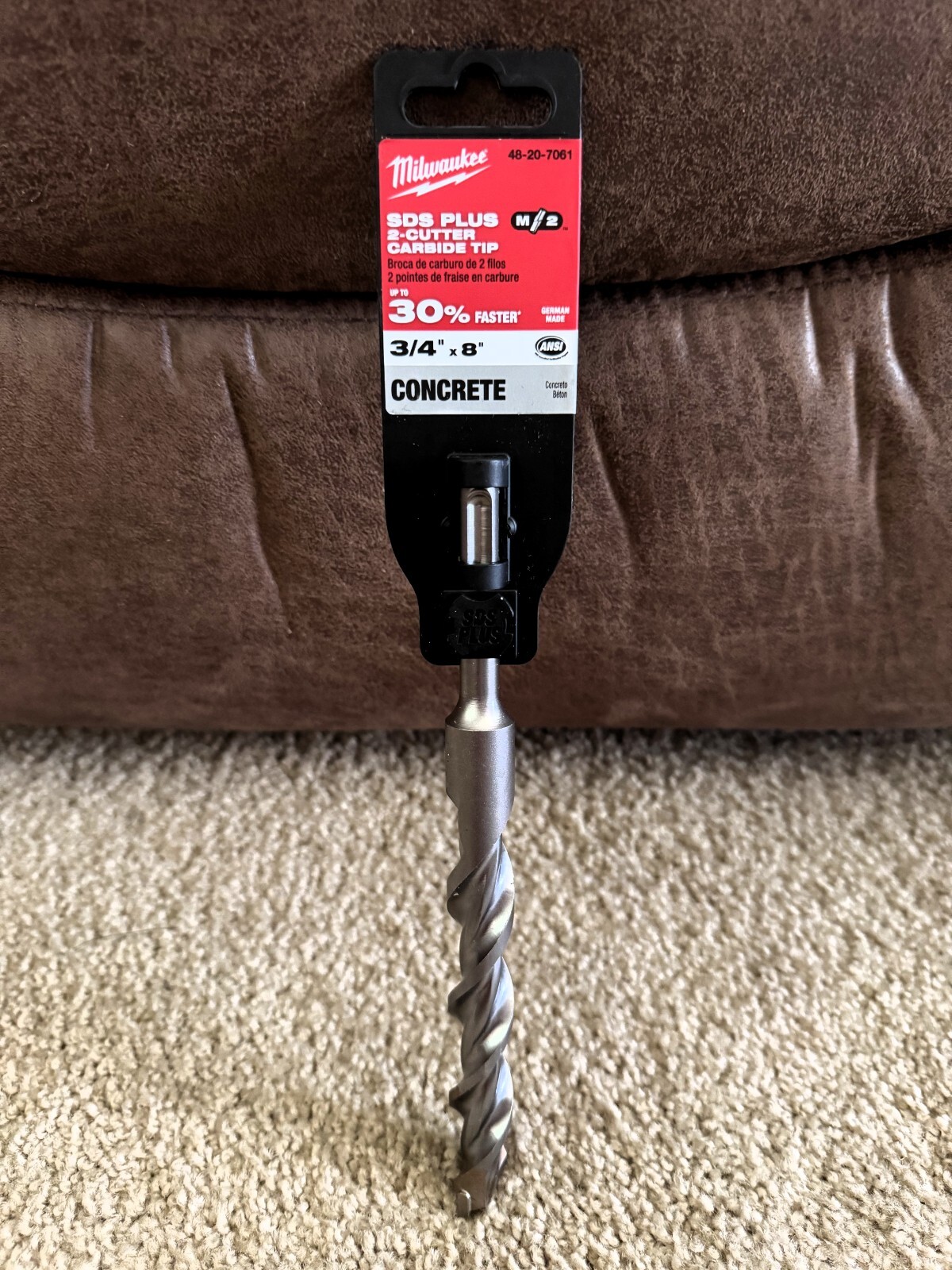 Milwaukee 48-20-7061, 3/4″ x 8″ SDS PLUS M2 2-Cutter Carbide Cement Concrete Bit