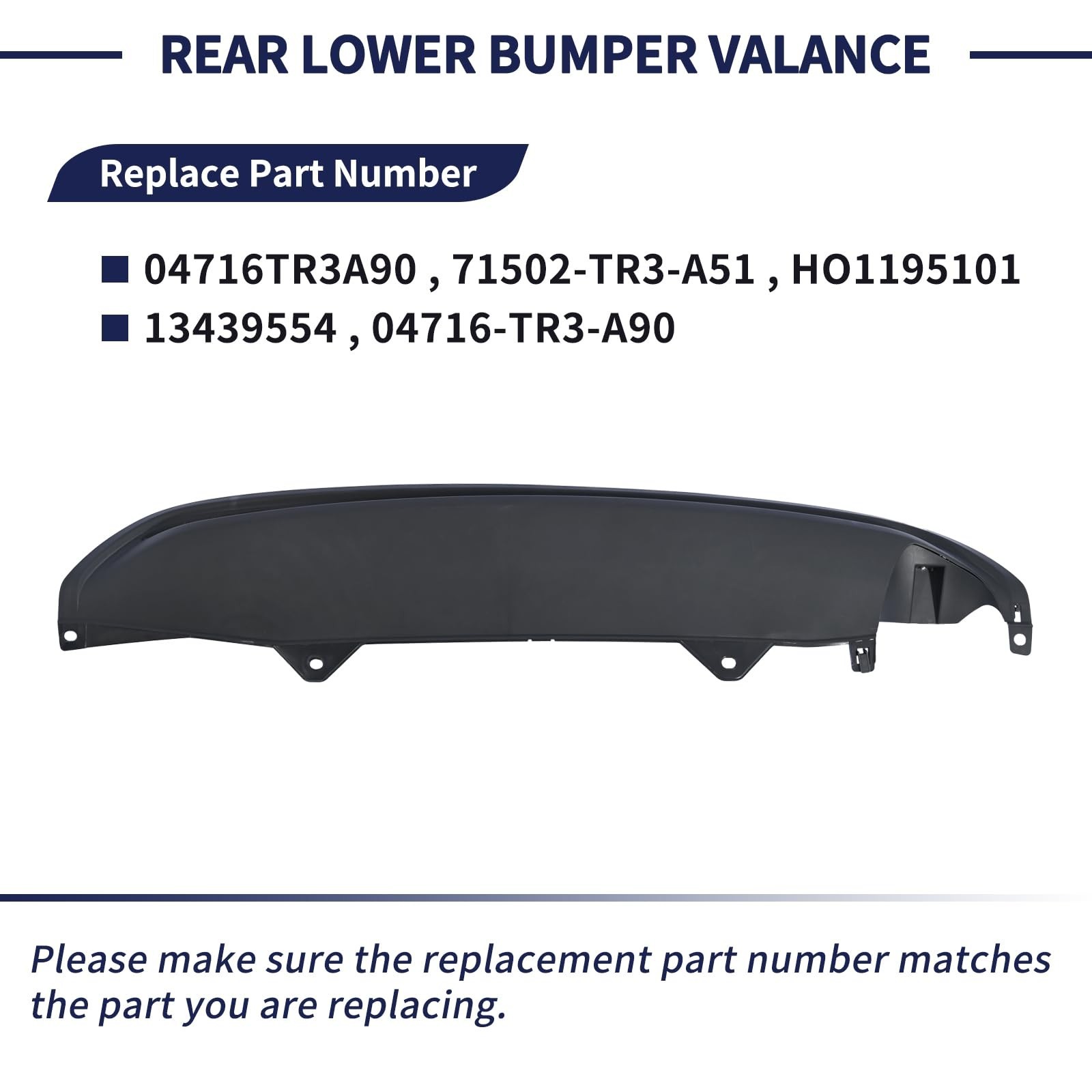 Rear Lower Bumper Valance 04716TR3A90 Fit for Honda Civic 2013 2014 2015 PP T…