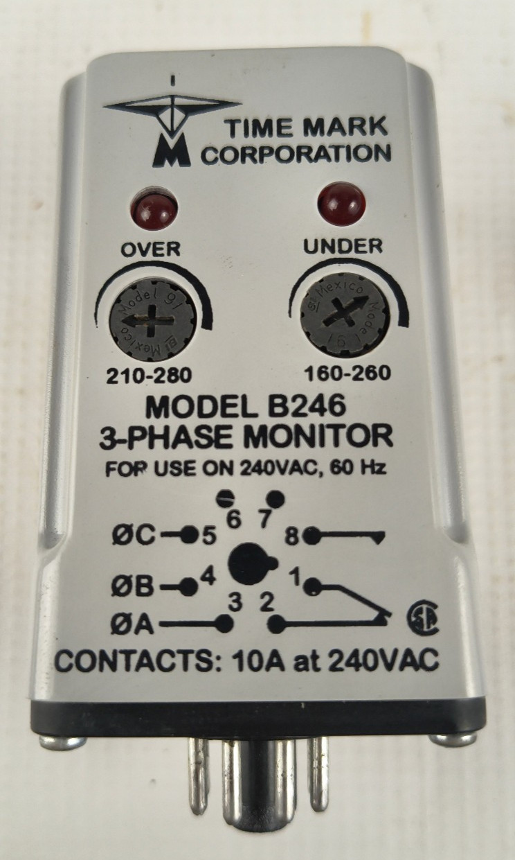 Time Mark Corp 3-Phase Monitor Model B246 240VAC 10A – Next Day Option – NOS