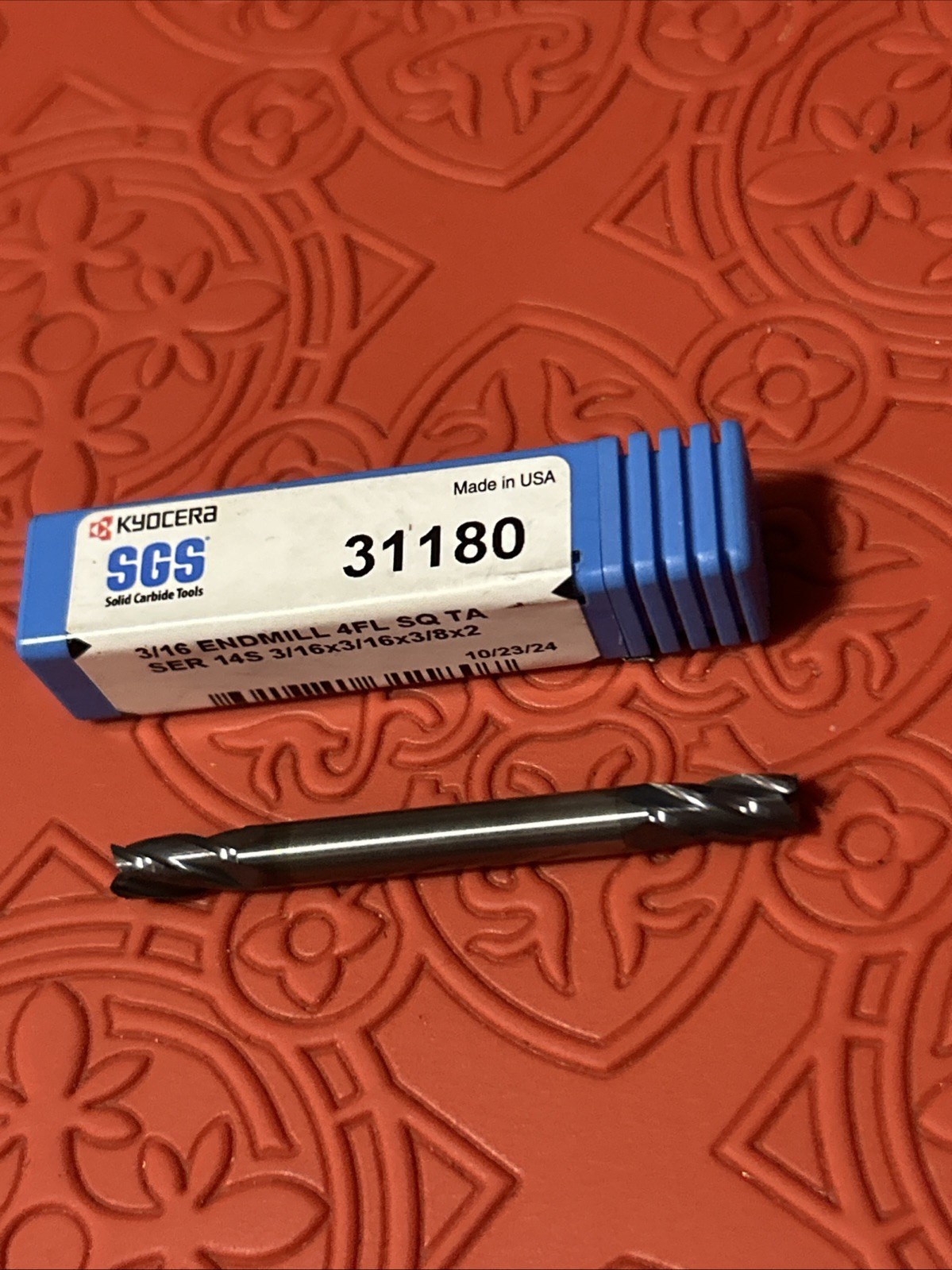 SGS 31180 Square End Mill: 3/16″ Dia, 3/8″ LOC, 3/16″ Shank, 2″ OAL, 4 Fl (Q29)