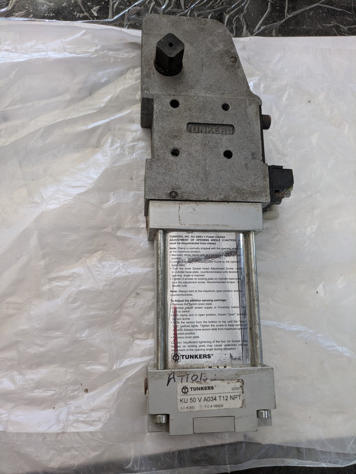 TUNKERS KU 50 V A034 T12 NPT POWER CLAMP