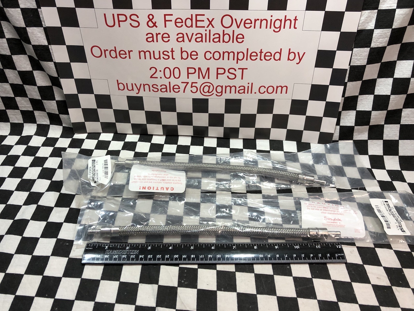 Lot Of 2, Swagelok SS-FJ4TA4TA4-12, Braided Hose 1/4″ X 12″, SHIPSAMEDAY