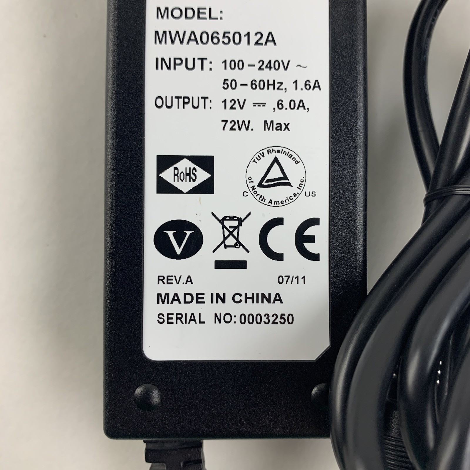 Elpac MWA065012A Adapter 12V 6A 72W Power Supply Charger For Meridian