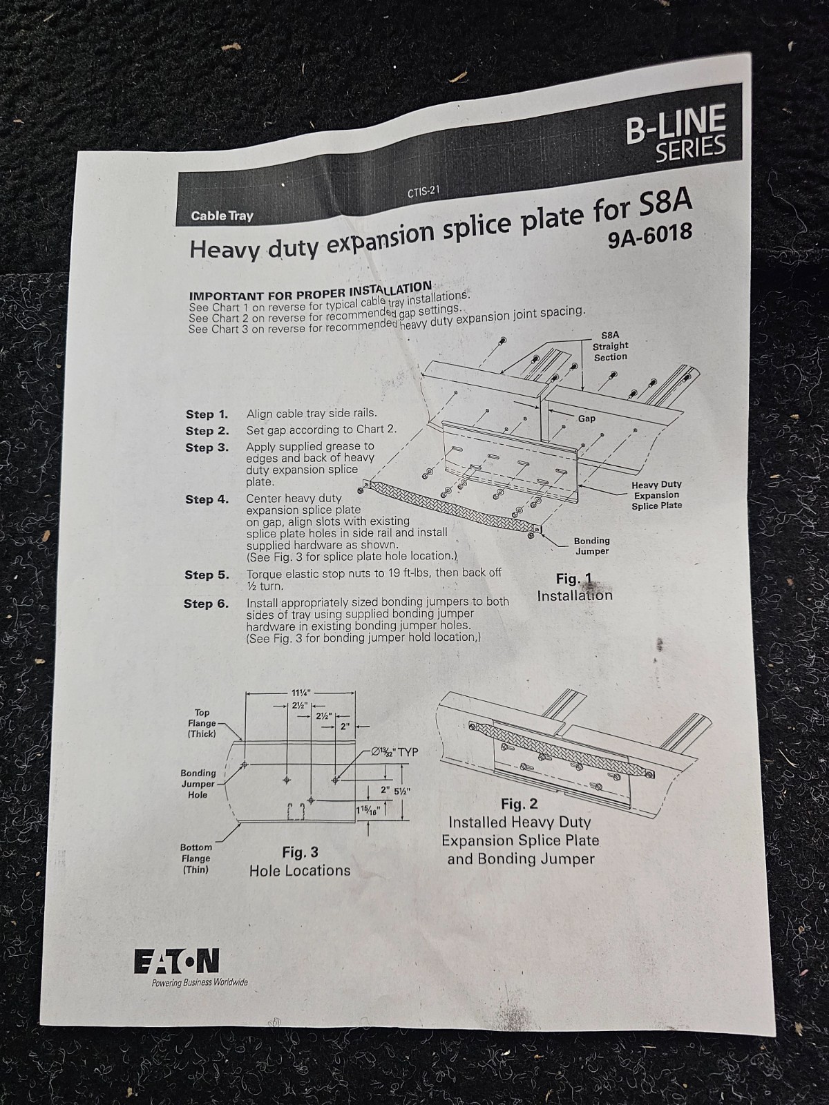 Eaton B-Line Series 9A-6018SS6 Heavy Duty Expansion Splice Plate For S8A