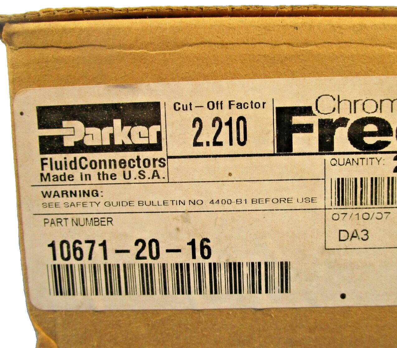 Parker 10671-20-16 Fitting Parkrimp Permanent Straight Female JIC, 37 DEG Swivel