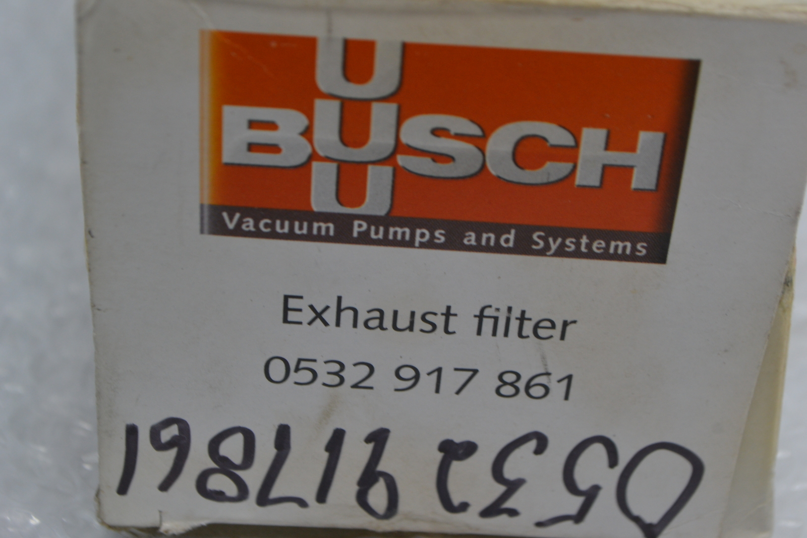 BUSCH 0532-917-861 FILTER (AS PICTURED) NSMP